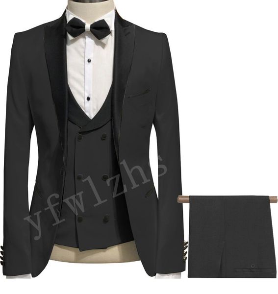 

выполненный на заказ one button groomsmen пик нагрудные groom tuxedos мужские костюмы свадебные / выпускной вечер / ужин шафер blazer (куртк, Black;gray