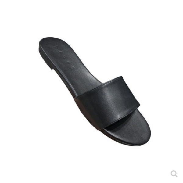 

women summer sewing flat slippers open toe simple shoes plus size 47-33 width fitting footwear cute candy colors silver pink red, Black
