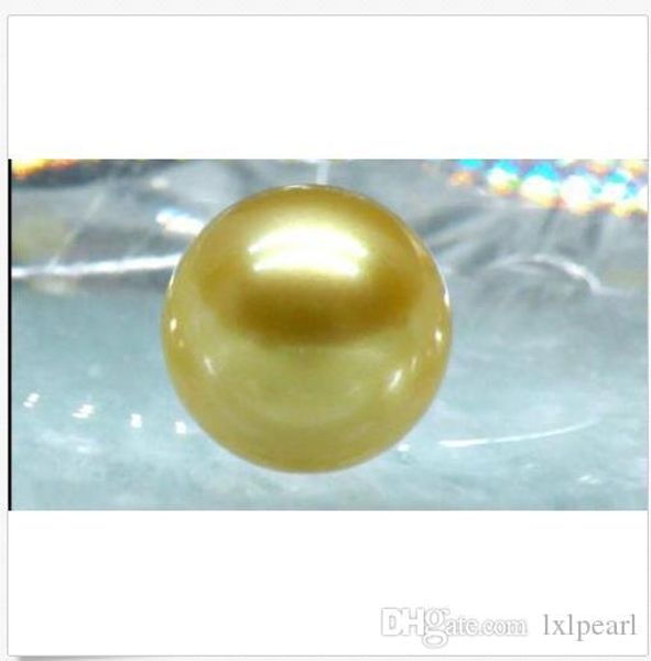 

huge aaa11mm natural loose golden yellow south sea round pearl half drilled, White