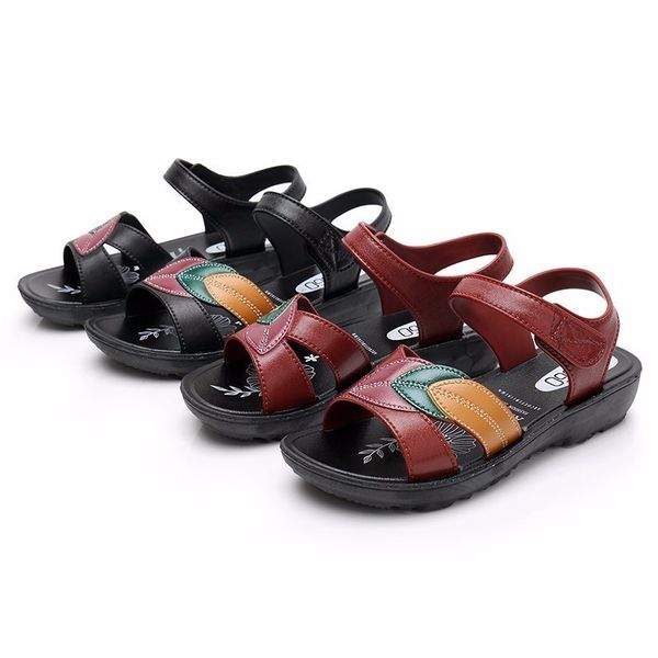 

summer women sandals woman elastic band flats ladies fashion rome sewing footwear open toe women's shoes plus size 41 2020 hot, Black