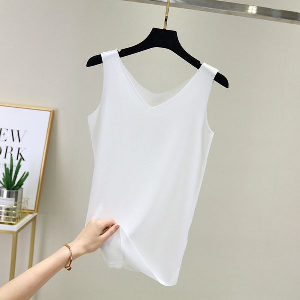 

2019 summer new seamless casual cut v-neck camisole women's underpants sleeveless large size base shirt short, Camo