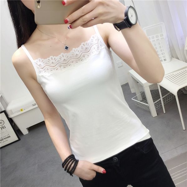

new korean style lace camisole women's short slim solid lace shirt color base shirt top, Camo
