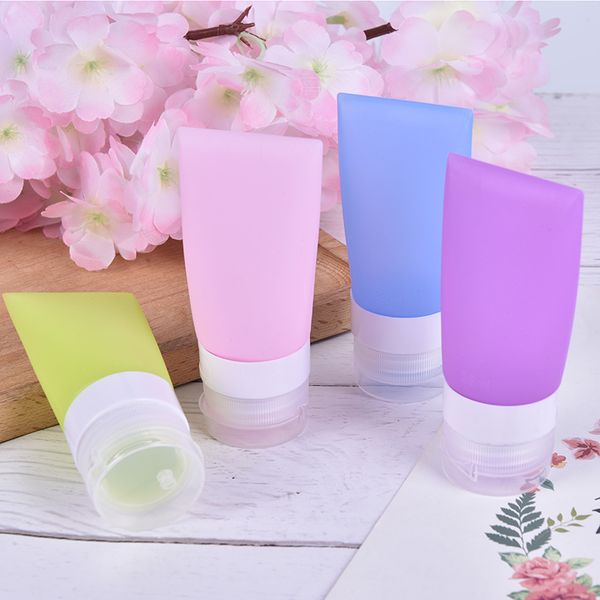 

38/60/80ml silicone refillable bottles lotion shampoo gel squeeze bottle skin care tube containers travel squeeze kits drop ship