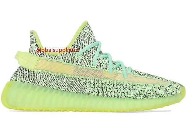 

2020 static black reflective kanye west running shoes zebra glow cloud white yeezreel men women sport sneaker hyperspace size 5-13 with, Black;green