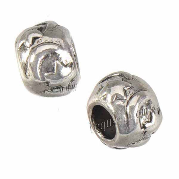 

jewelry components 9mm beads bangles european charms bead bracelets diy circle moon star big hole slider vintage silver metal 200pcs, Black