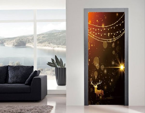 

2020 smt 008 christmas new fawn door paste glass window paste, creative wood door renovation wall paste