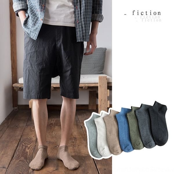 

six pairs of men's cotton boat and socks deodorant sweat-absorbent low-men's simple business tide black boat socks