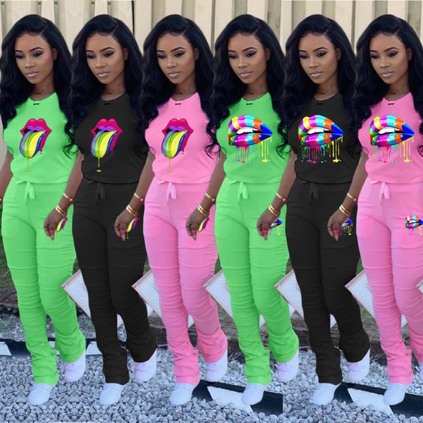 

print two piece outfits for women - casual short sleeve sweatshirt and skinny ruched long pants tracksuit set, White