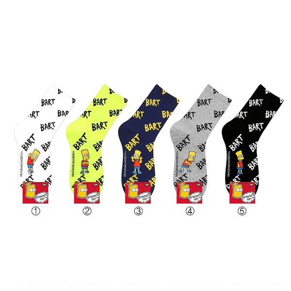 

kikiyasocks корейский мультфильм милые женские осень средней длины хлопка и sockscotton носки флуоресцентные буквы simpson, Pink;yellow