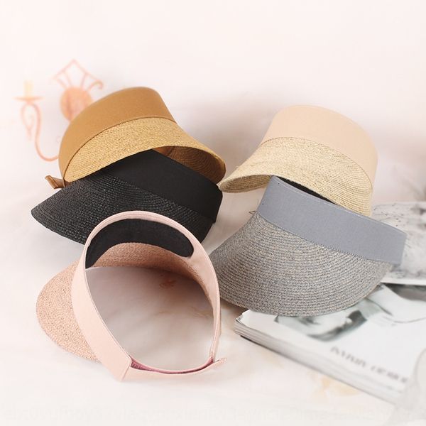 

2019 straw female fine lafite empty sunscreen toque straw toque beach sunscreen hat cap cap sun hat female, Blue;gray
