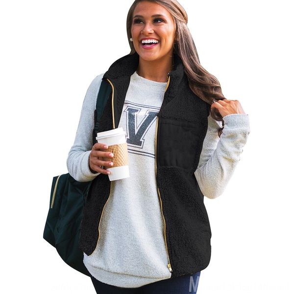 

2020 плюшевых пальто одежды 2020 женских теплая top жилет теплого плюшевых пальто жилета верхних женской одежды, Black;white