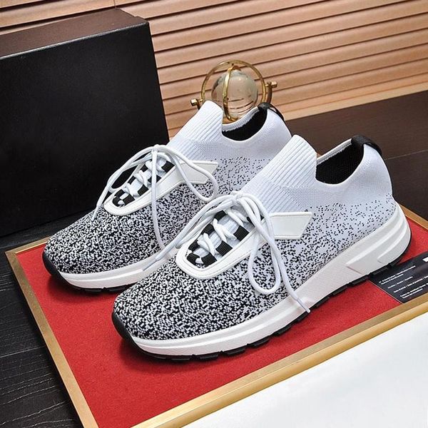 

fashion classic prax 01 knit fabric sneakers men 's shoes new arrival soft footwears luxury autumn and winter lace -up casual men shoe, Black