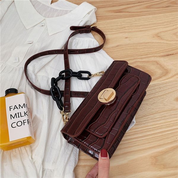 

zkvqv women's shoulder small square 2019 shoulder fashion korean style crocodile pattern small square chain hand bag personalized messe, White