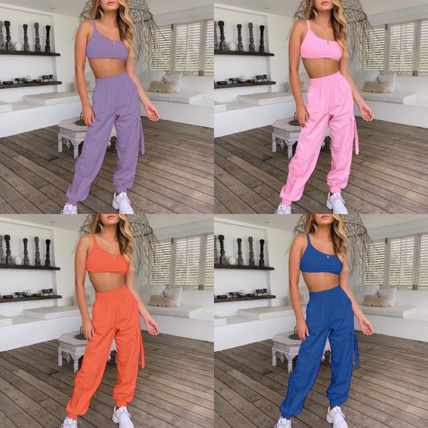 

new pant tracksuit sets for women two 1pcs set elegant and pants set 2020 womens casual sweat suits outfits dames pakjes#456, White