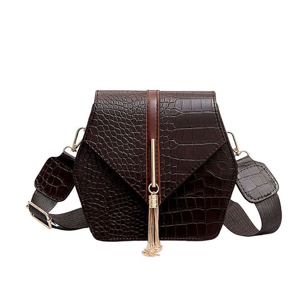 

handbag women wild single shoulder crocodile small square tassel messenger cover zipper fashion new bag women