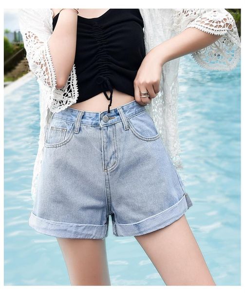 

loose wide leg plus shorts was thin solid color clothing crimping high waist womens shorts summer cool, White;black