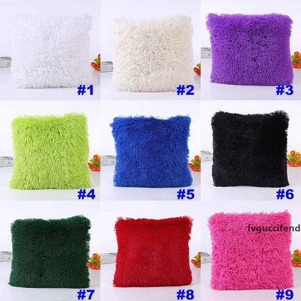 

43*43cm pillow case plush glamour square pillow case cushion cover office home sofa car decoration 14 color dhl wx9-111