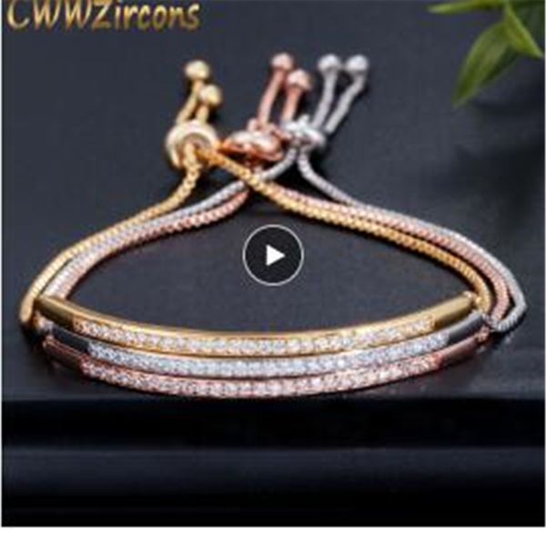 

регулируемый браслет для женщин captivate bar slider brilliant cz розовое золото цвет ювелирных изделий pulseira feminia cb089, Black