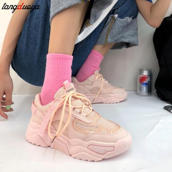

chunky sneakers women running shoes 2020 new breathable sports shoes platform casual walking lady fitness sneakers