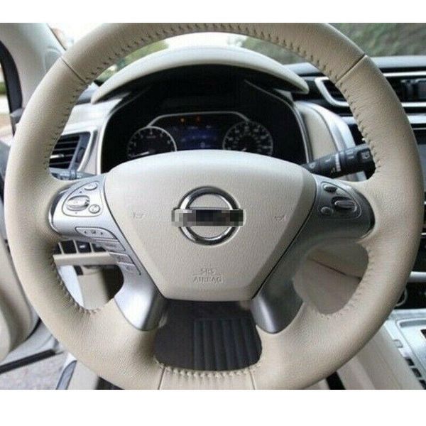 

all beige smooth leather car steering wheel cover for nissan murano 2015