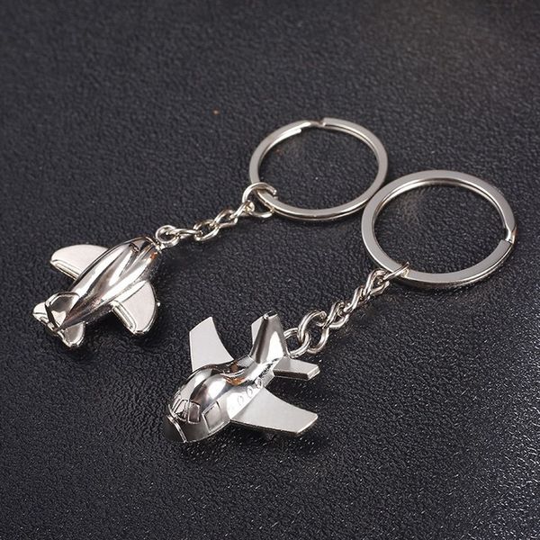 

fashion creative simulation aircraft keychains for women men metal keychain car key ring lovers gift pendant jewelry llaveros, Silver