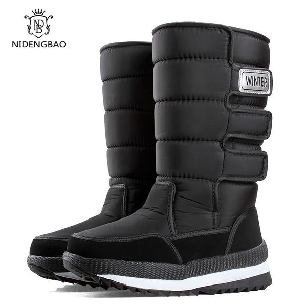 

high top snow boots мужская обувь зимняя плюс velvet супер теплый хлопок обувь человек черный камуфляж большой размер 39-47 холодостойкие bo, Black
