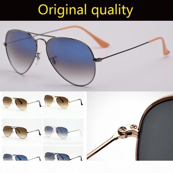

designer gradient g15 glass lenses apilot 3025 58mm sunglasses aviation pilot sun glasses for men women oraginal accessories, White;black
