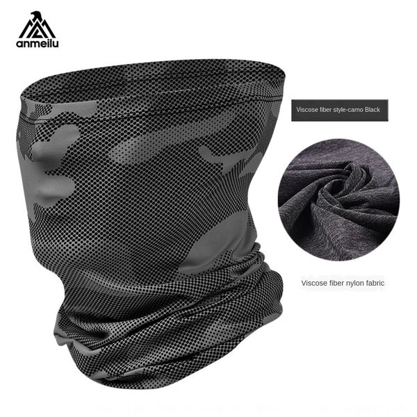 

outdoor riding ice silk mask sports sun scarf neck protection face protection multi-functional scarf fishing mountaineering mask, Black