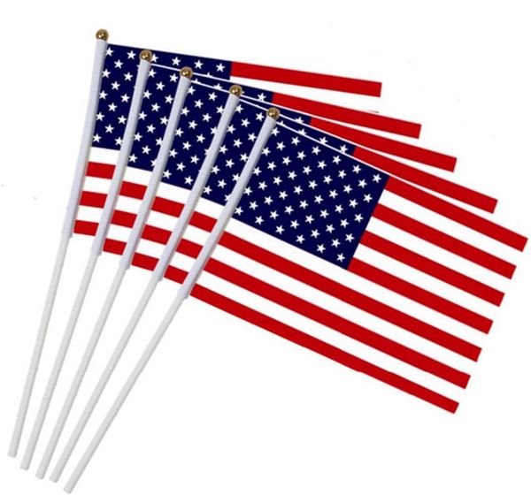 

14*21cm wave flag usa american hand held small mini flag usa us american festival party supplies flag ahe223