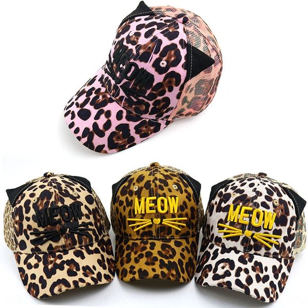 

new net 2019 baseball cap new leopard cat baseball cap hat straight t922, Yellow