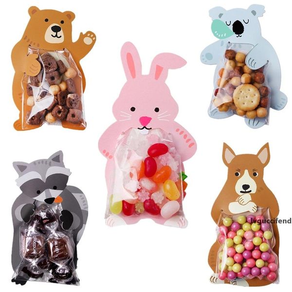 

10pcs cute animal bear candy bags birthday kids wrapping snack cookie bag gift bags baby shower party favor candy box