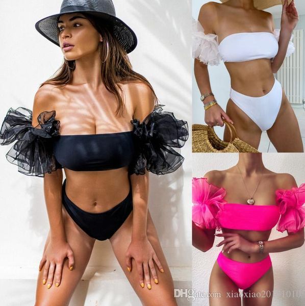 

2020 new bikini high waist swimsuit women swimwear bikini set bathing suits beach wear swimming suit 542, White;black