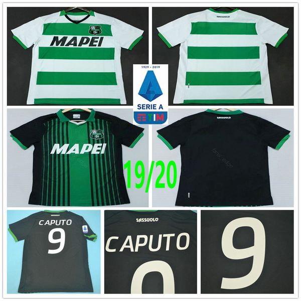 

19 20 sassuolo soccer jerseys 9 caputo 25 berardi locatelli marlon custom home away black white sassuolo calcio srl football shirt uniform