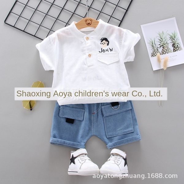 

kdvat 20 children's summer clothes boys' short-sleeved t- set boy pants suit t-shirt shorts polo shirt short-sleeved denim shorts