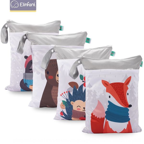 

elinfant positioning printing zipper double zipper waterproof diaper bag 30*40 foldable stitching color diaper bag
