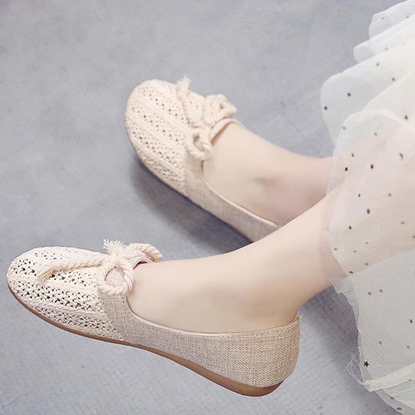 

women flats summer women straw knitted shoes with low heels slip on casual flat shoes loafers soft ballerina, Black