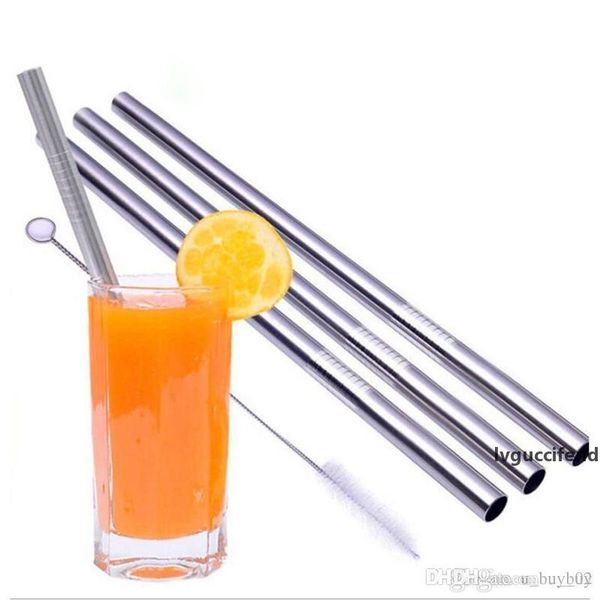 

200x eco-friendly straight metal drinking straw stainless steel reusable straws for beer fruit juice drink 24cm x 0.8cm