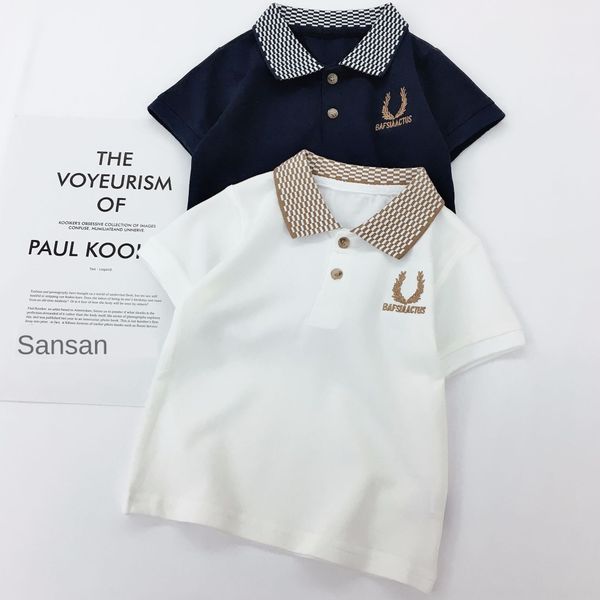 

wear solid color short-sleeved jacket cotton kid children's sleeve clip children's clothing polo shirts boy children, Blue