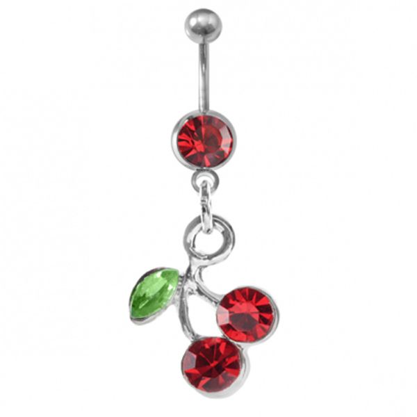

d0091 ( 1 color ) cherry red color belly button navel rings body piercing jewelry dangle accessories fashion charms (10pcs/lot) jfb-2643, Silver