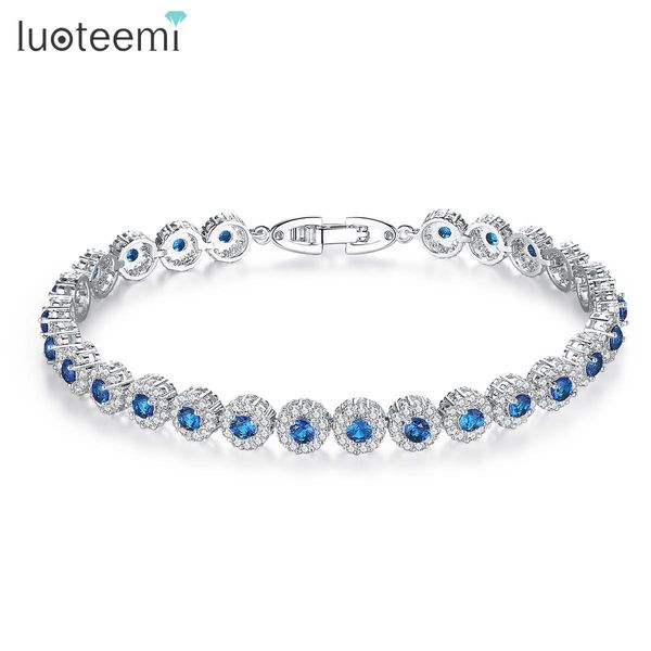 

luoteemi new small blue cubic zirconia flower bracelet for women presenting new fashion home jewelry ladies pulseras index mujer, Black