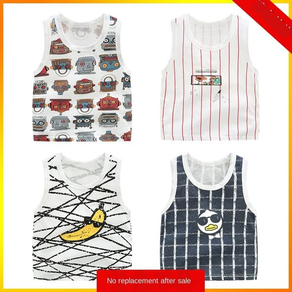 

summer new children's pure cotton single thin vest vest breathable sweat-absorbent men's and women's baby top, Blue