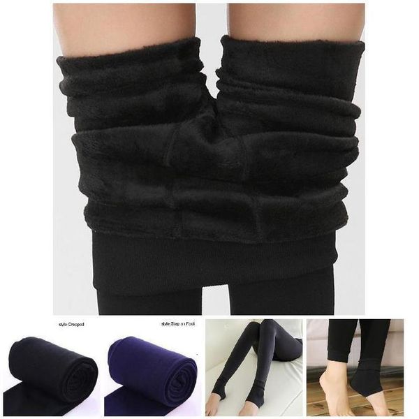 

women heat fleece winter stretchy leggings warm fleece lined slim thermal pants nyz casual shop drop shipping, Black