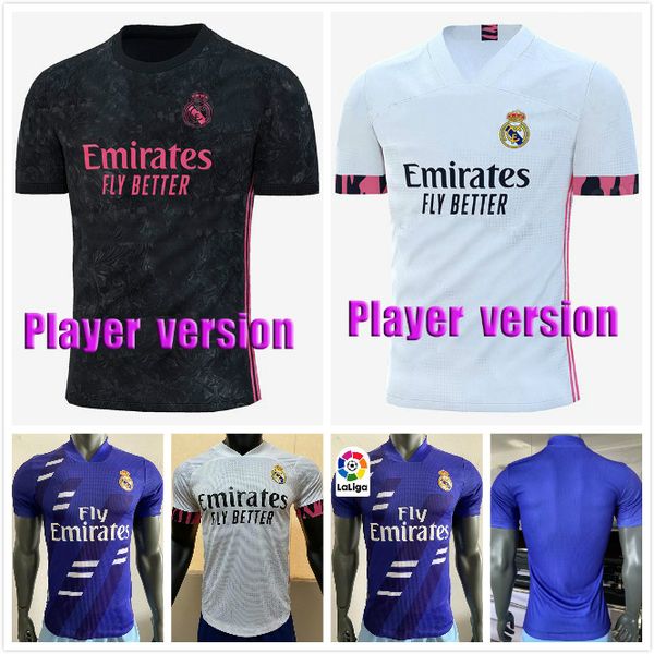 

2020 2021 new real madrid 4th player version hazard soccer jerseys modric sergio ramos asensio marcelo valverde football shirt, Black;yellow