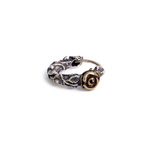 

925 solid sterling silver rocker байкер rose huggie обруча single серьги ювелирные изделия a1958, Golden;silver
