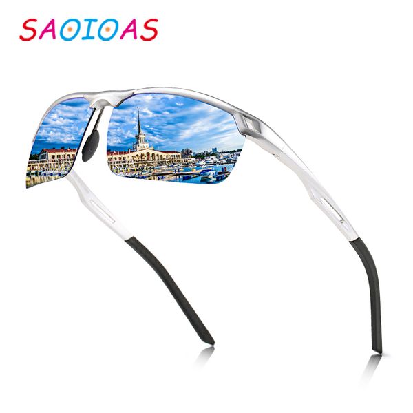 

saoioas ultra-light aluminum magnesium sport sunglasses polarized men uv400 rectangle outdoor driving sun glasses, White;black