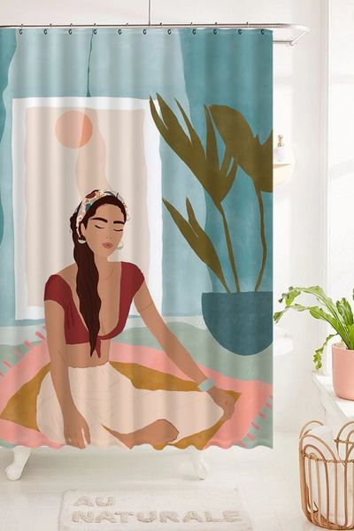 

bathroom sets shower curtain set yoga girl illustration artistic bathroom shower curtain waterproof bathroom partition curtain set hole-free