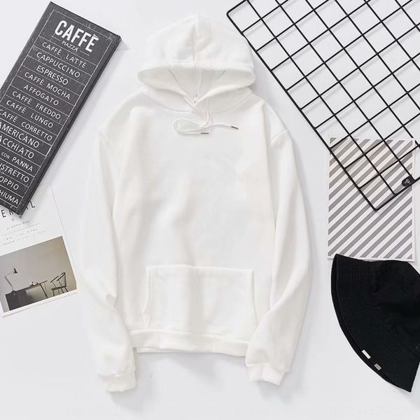 

7r67y 2019 autumn new men and women couple wear pure color cotton white hooded korean style trendy student handsome sweater sweater class cl, Black