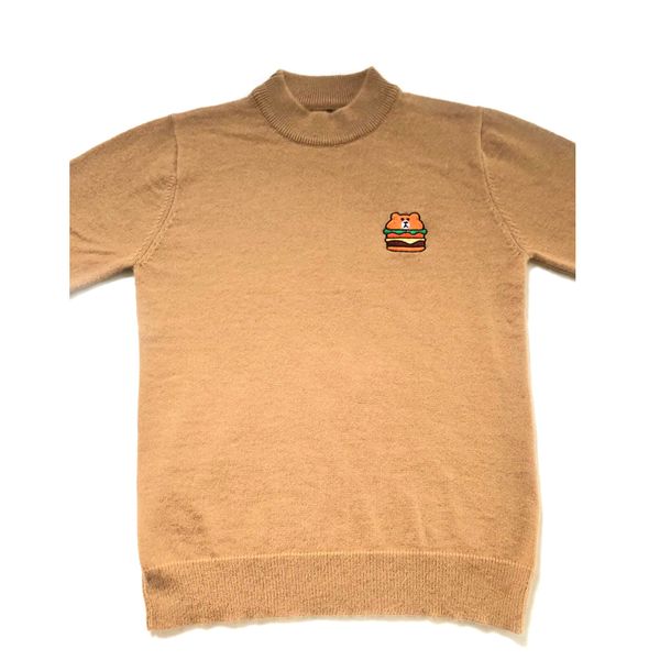 

4 ~ 12 years old outside the turtleneck sweater handsome fashion knitwear loose han edition cartoon design trend, Black;white