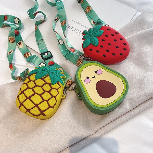 

liwr4 children's 2020 new cartoon fruit silicone coin purse er tong bao crossbody postman package postman package beauty girls princess
