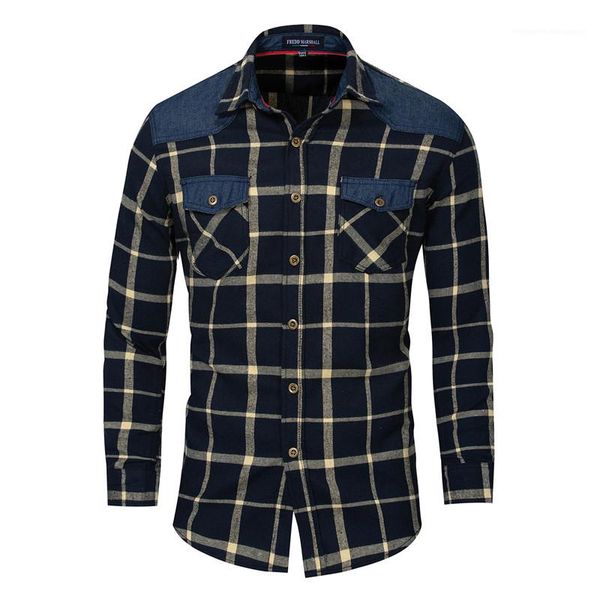 

with pockets and button plaid classic autumn mens shirts long sleeve lapel neck spring mens designer shirts casual slim, White;black